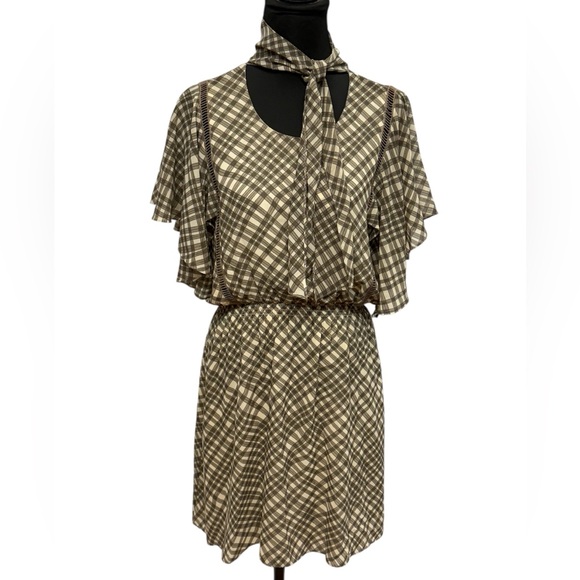 Max Studio Dresses & Skirts - Max Studio L Brown Cream Flutter Sleeve Tiered Sundress NWT